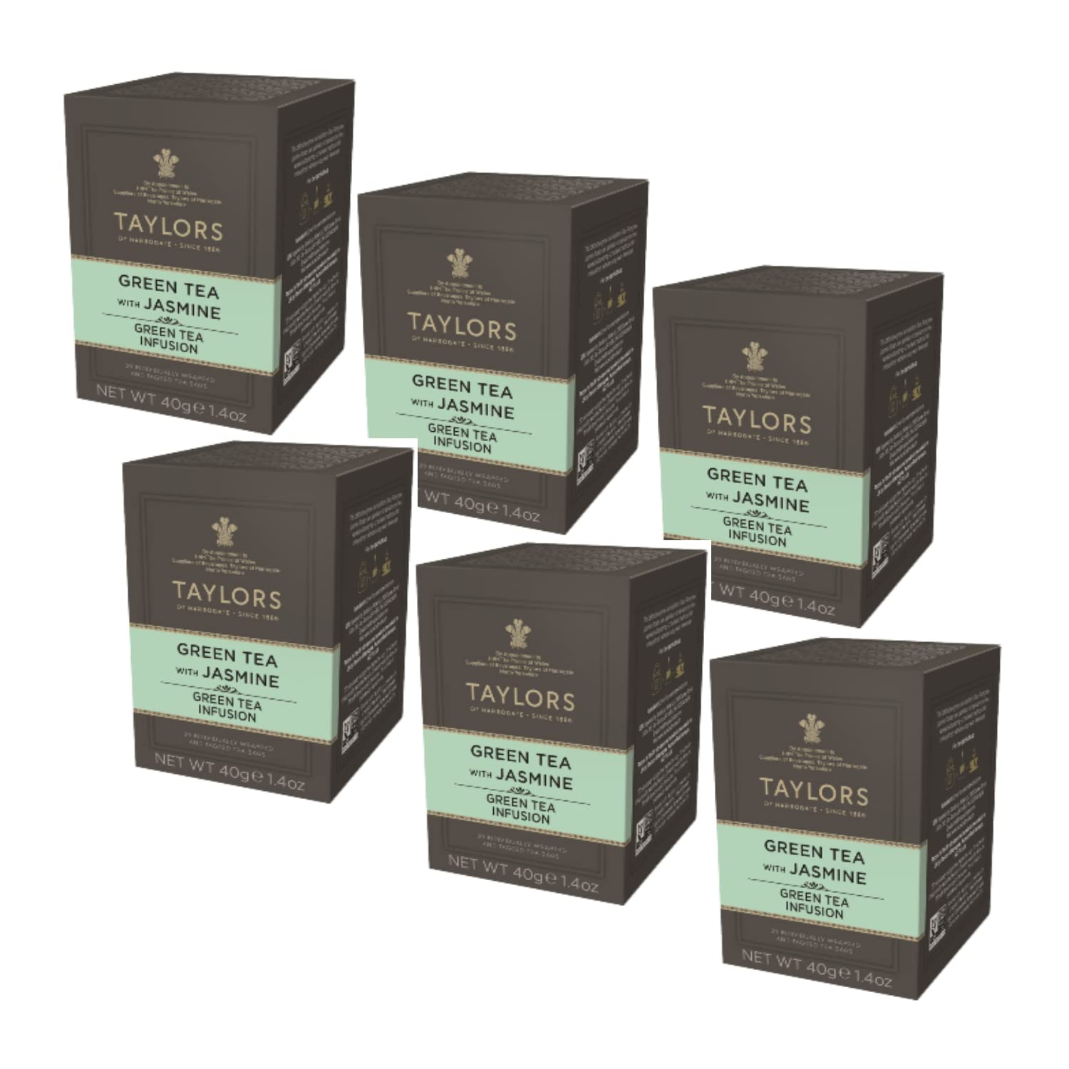 Taylorowie z Harrogate | Świeża jaśminowa i kwiatowa zielona herbata - 6 x 20 torebek na herbatę (240 gr)