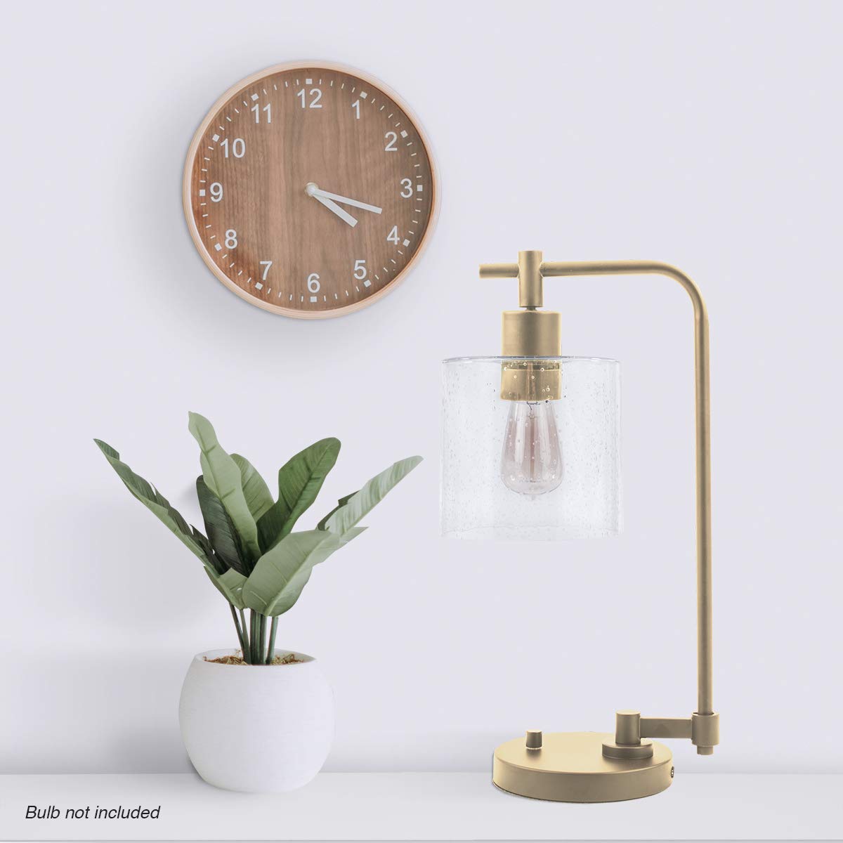 Quality Craft Modernized Antique Desk Lamp with Glass Shade, Brass