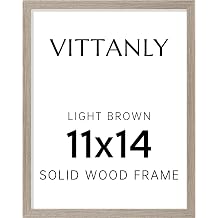 Vittanly 11x14 Picture Frame, Solid Wood Frame with Plexiglass, Light Brown