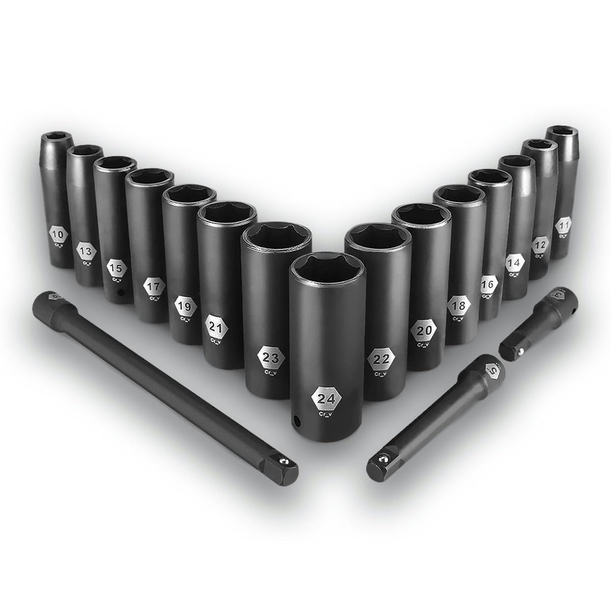 JUEGO LLAVES DE VASO IMPACTO CR-V 18pcs.