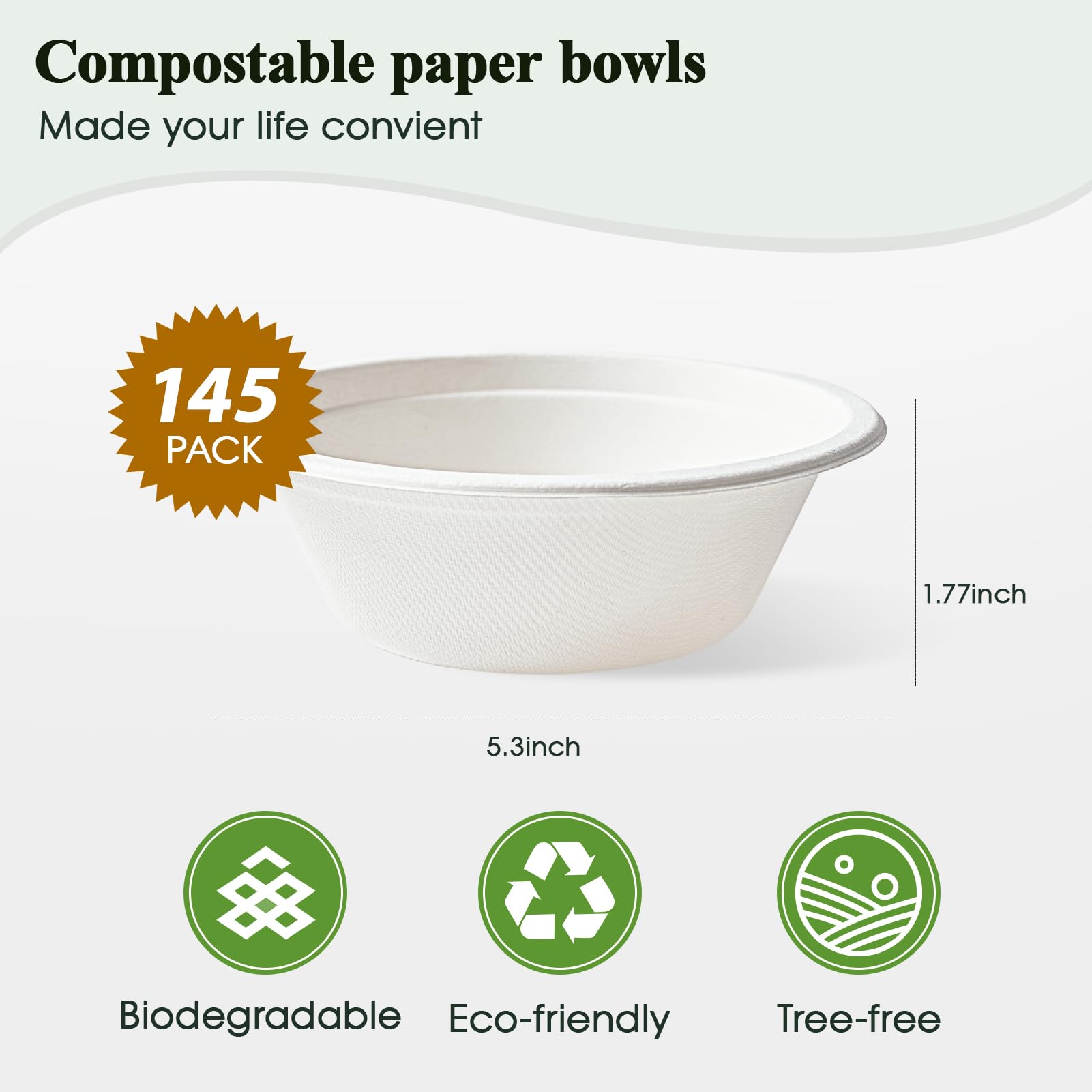 Compostable Paper Bowls - 12oz Pack of 145 -2