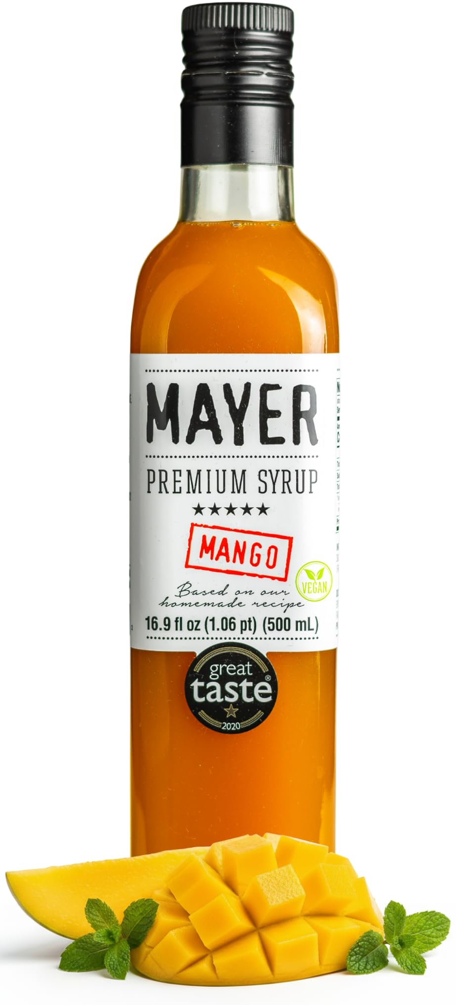 Mayer Mango Syrup for Drinks, Award-Winner, Premium Hungarian Fruit Syrup for Cocktails, Smoothies, Lemonade, Desserts - Crafted with 100% Real Fruits