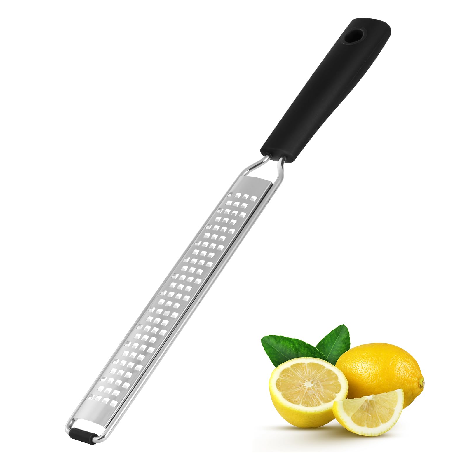 Zester Grater, Fine Stainless Steel Lemon Zester | Cheese shredder for Kitchen, Ideal for parmesan, Garlic, Nutmeg, Chocolate, Fruits, Vegetables – Black