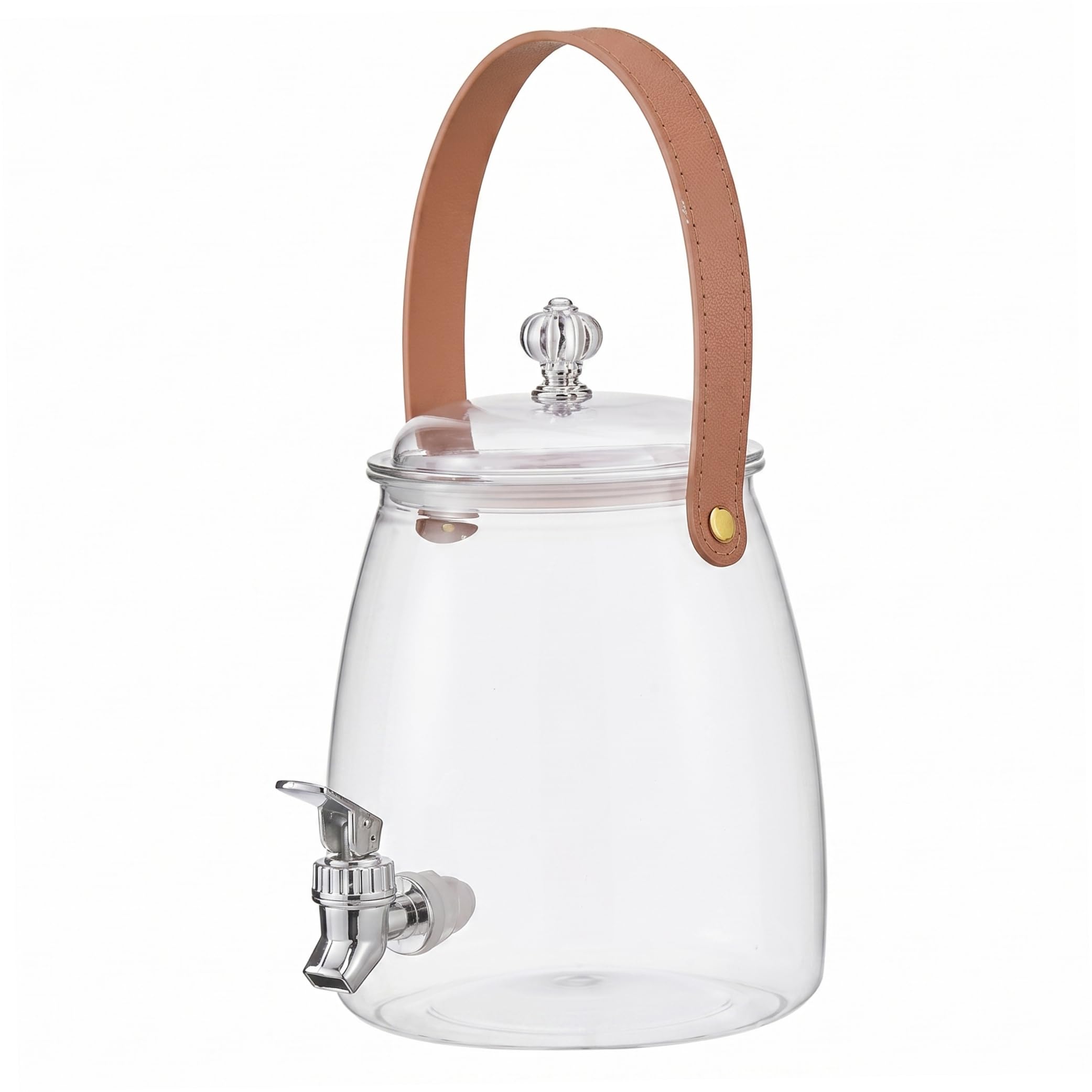 Bemonew drink dispenser with tap Drink Dispenser with Tap, Portable Fridge Water with Handle & Lid Transparent Wide Mouth Water Container for Home, 9L