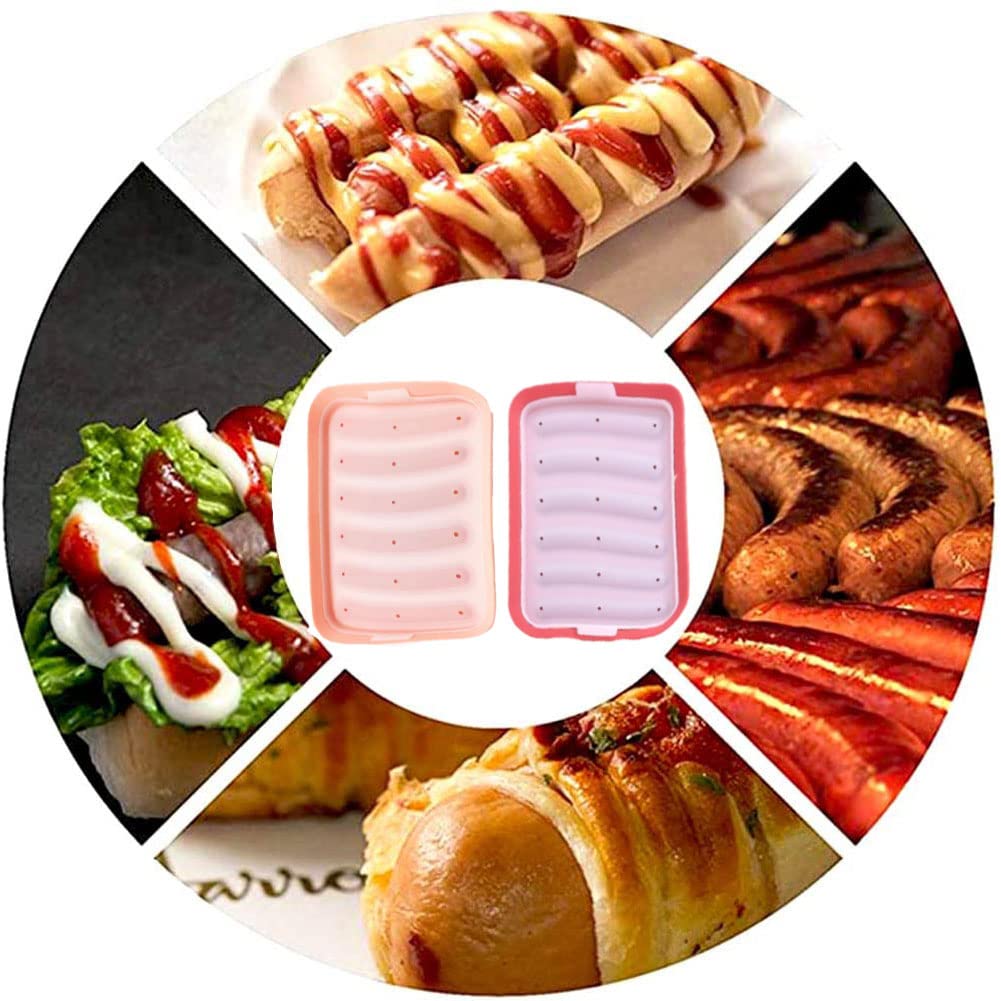 2 Pièces Moule Saucisse Silicone,Saucisse Hot Dogs Moule En Silicone,Moule à Saucisse,Moules Hot Dog Silicone,Moule à Hot-Dog,DIY Saucisse Moule Silicone