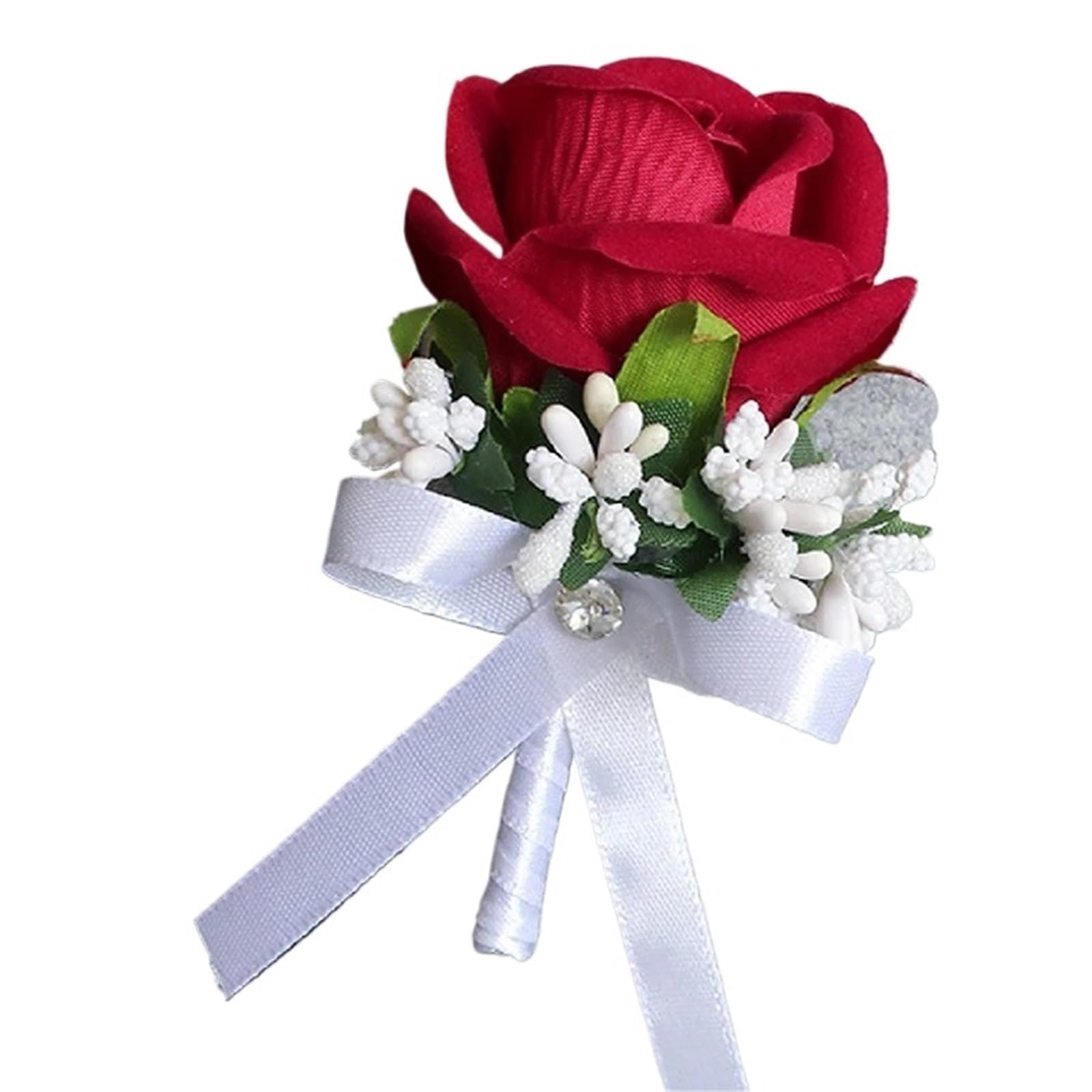 WTAXBH Corsages for Weddings 1pc Red Rose Wrist Corsage And Boutonniere For Groom Bride Groomsmen Bridesmaids Wedding Party Prom Wristband(Corsage)