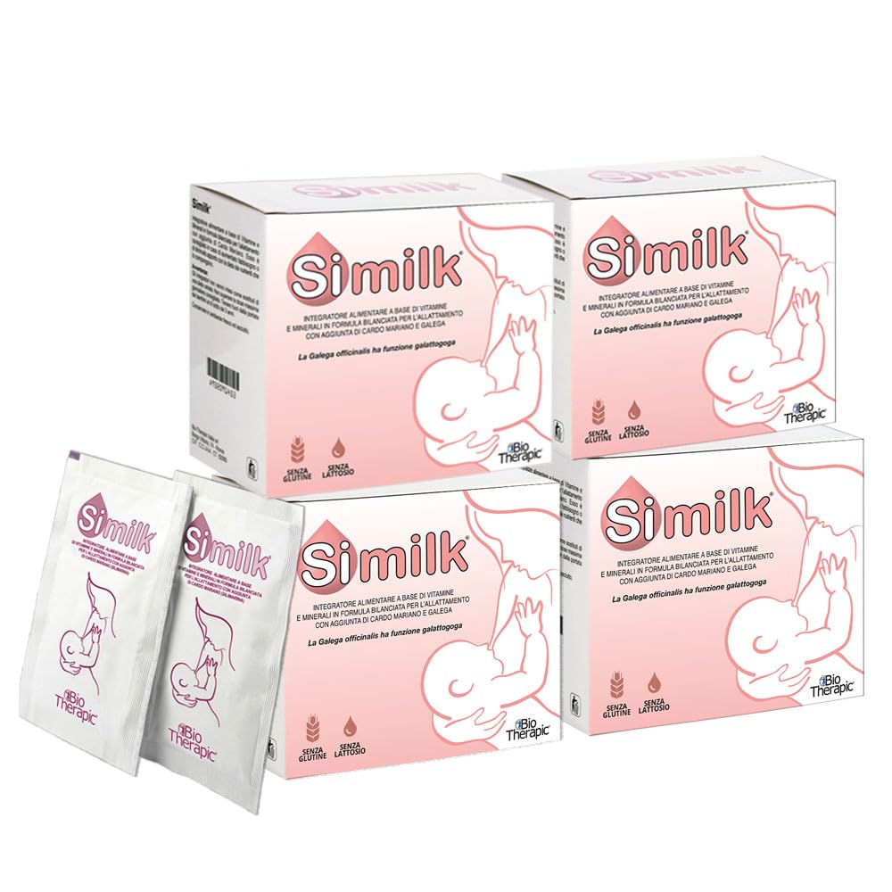 SIMILK | INTEGRATORE ALLATTAMENTO | a Base di Vitamine e Minerali con aggiunta di Galega, Cardo Mariano e calcio | Specifico per la mamma che allatta | 120 Bustine | 4 Confezioni