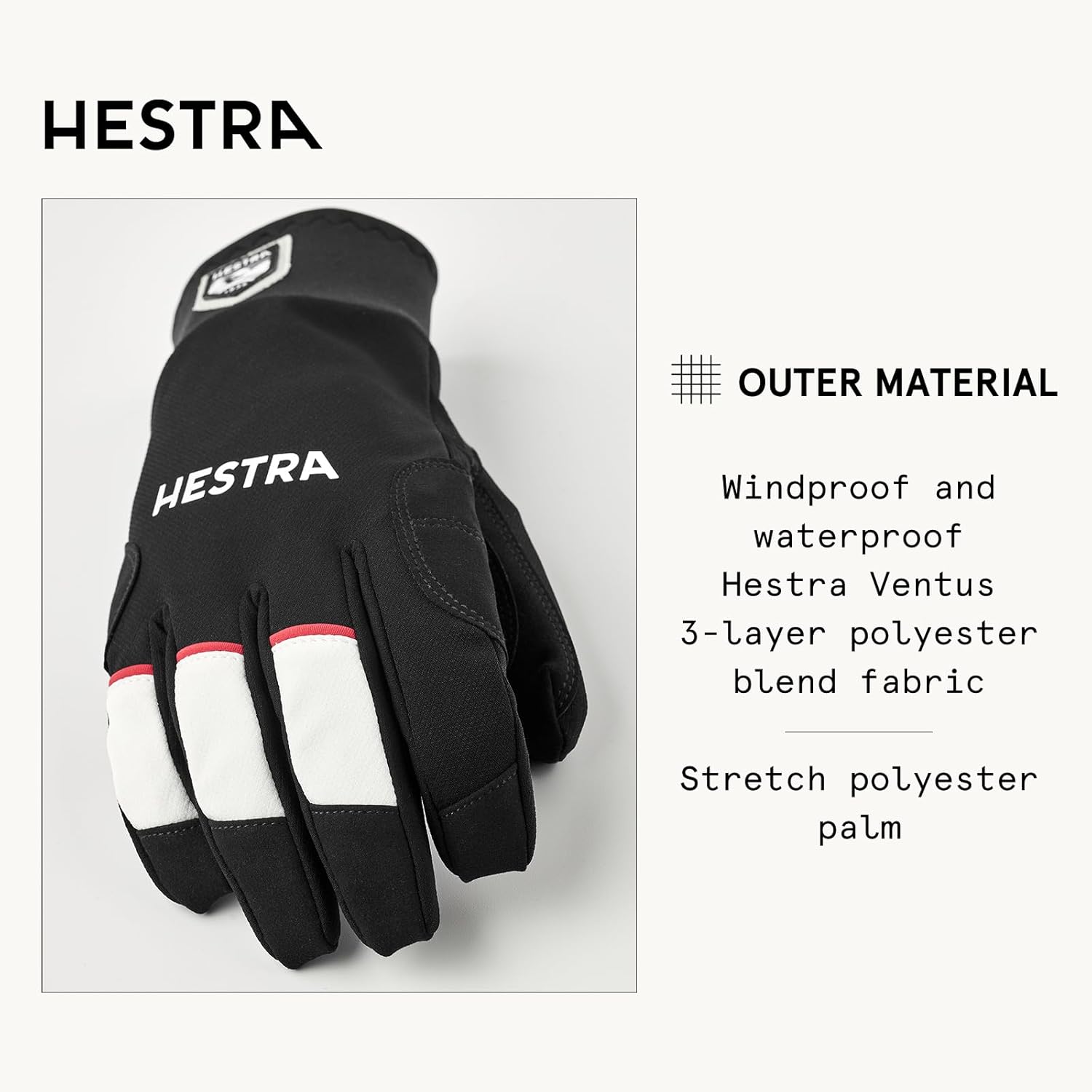 Hestra XC Tracker 5-Finger Glove, Waterproof, Windproof Cross Country Ski Gloves for Winter Sports & Nordic Training - Image 3