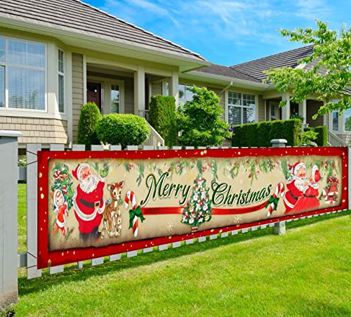 Vintage Christmas Decorations Outdoor Yard Sign,Vintage Style Merry Christmas Banner