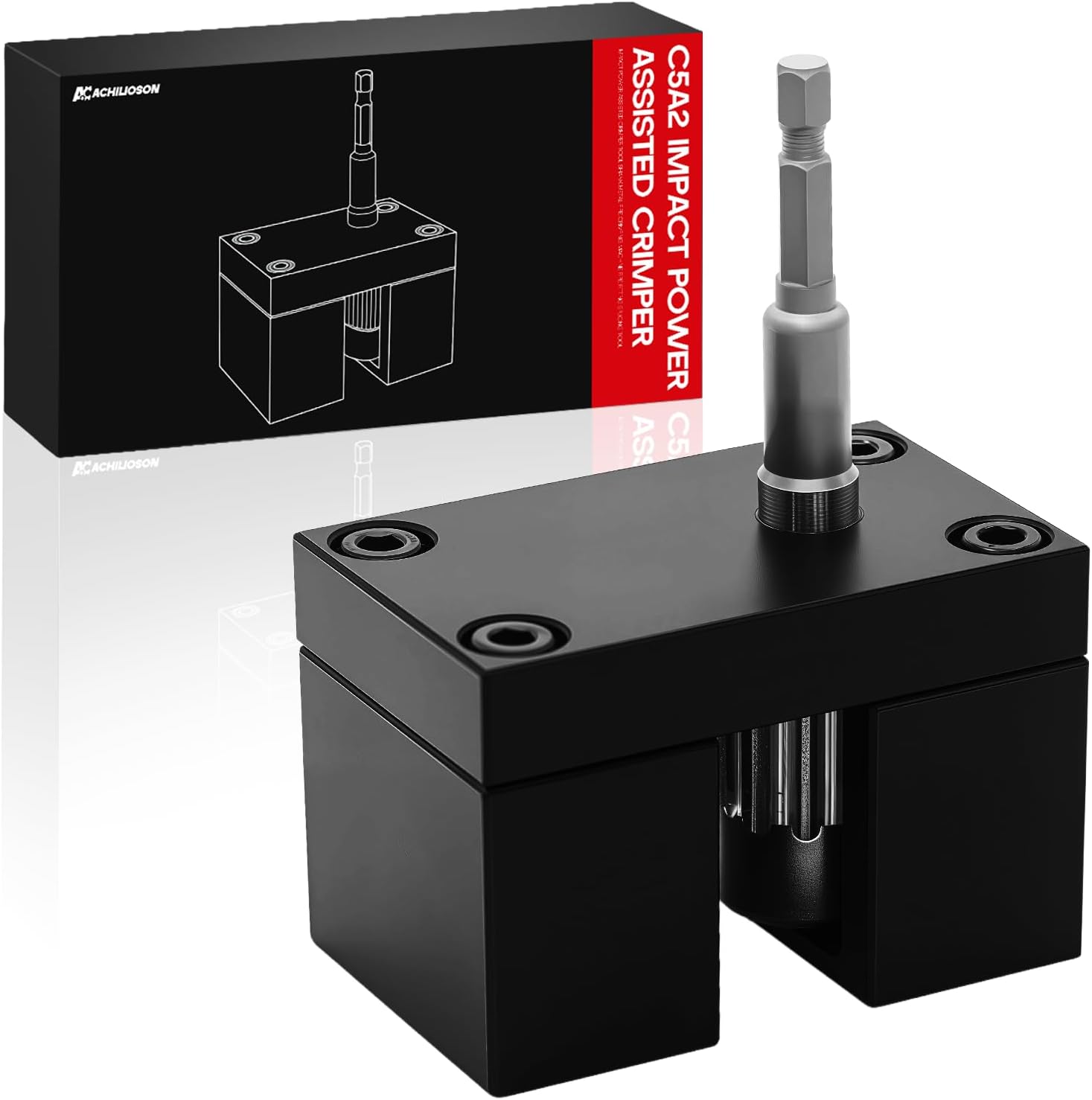 C5A2 Impact Power Assisted Crimper HVAC Crimping Tool - Shank Pipe Crimping Machine, Stainless Steel Pipe Fitting Splicing Tool for Sheet Metal Crimp