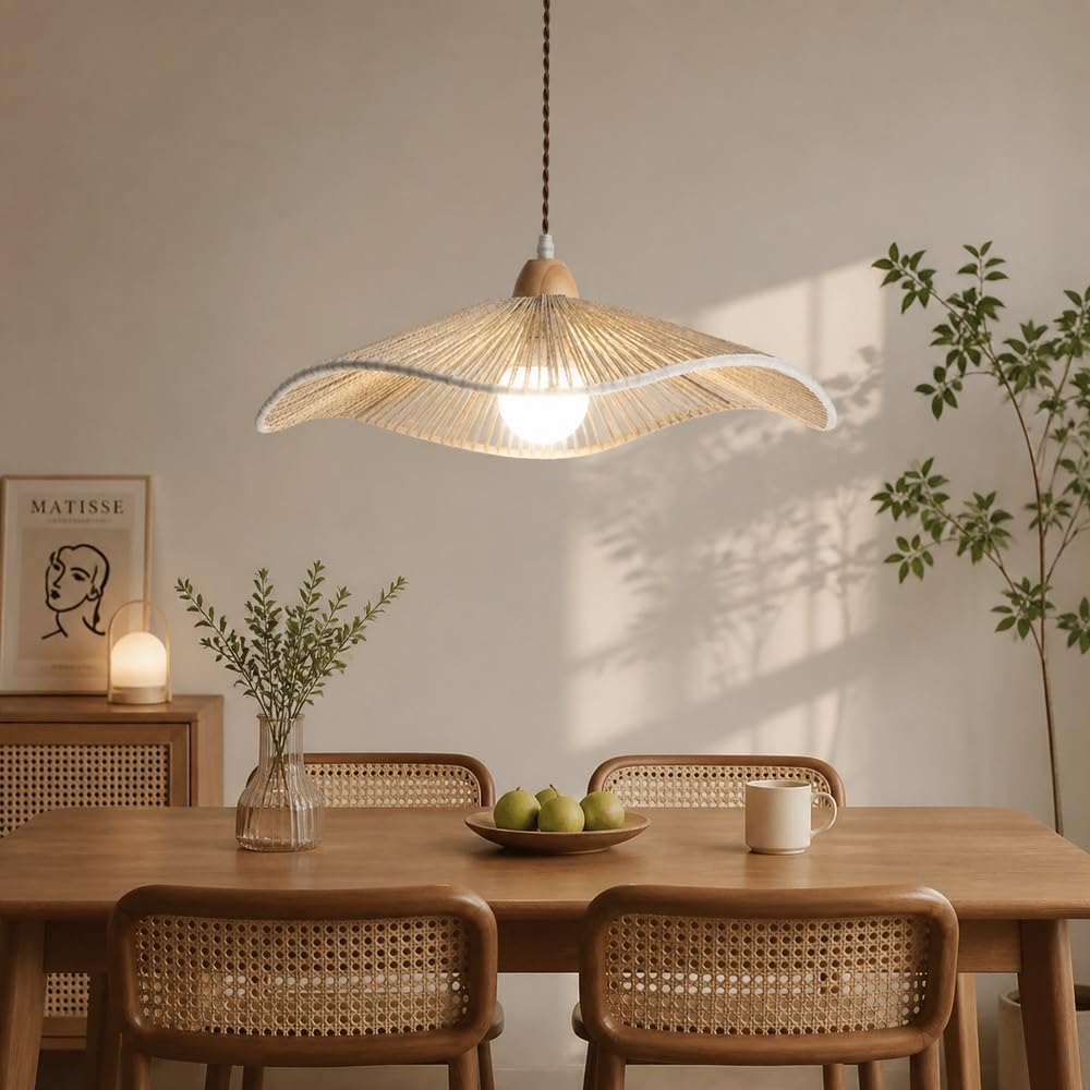 Boho Lampa Wisząca Kreatywna Lampa W Stylu Stołu Jadalni Rattanu Ręcznie