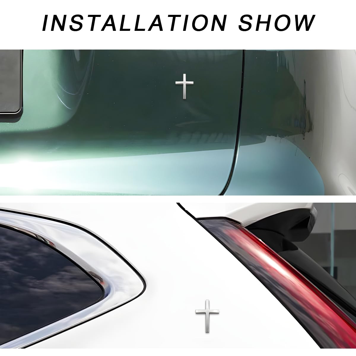 2PCS Metal Jesus Christ Cross Badge Stickers 2 5 1 8 Alloy 3D Individual Car Cross Sticker Self — view 6