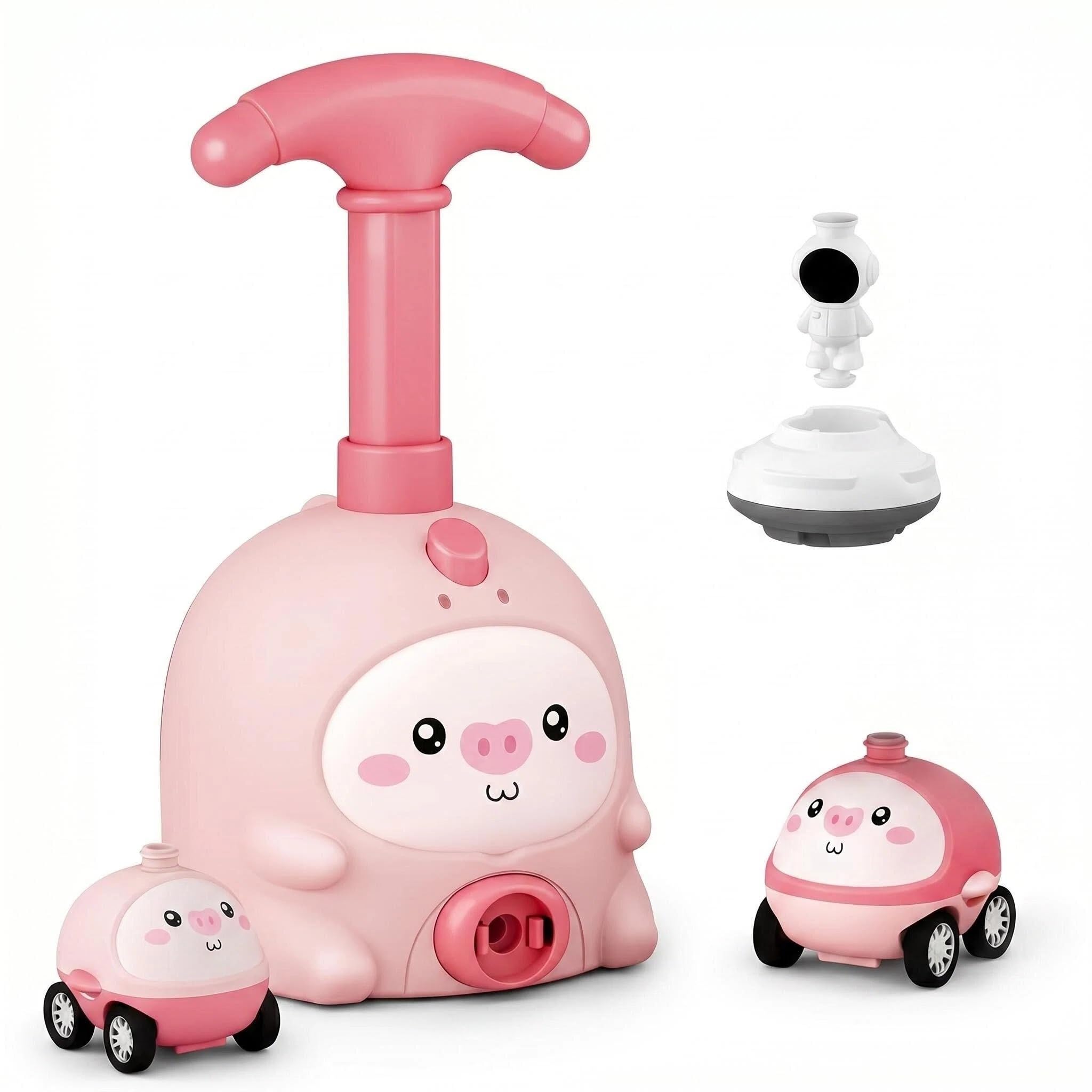 Balloon Launcher Toy Set, Balloon Powered Car, Animal Air-Powered Balloons Car Toys, Balloons Powered Carss Launcher Toys with 2 Cars, Air Inertial Balloonss Pump Cars, Racer Vehicle Toy Gift (Pink)