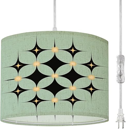Lámpara colgante enchufable de mediados de siglo, vintage de los años 50, moderna, retro, atómica, geométrica, celosía, estrella, lámpara colgante