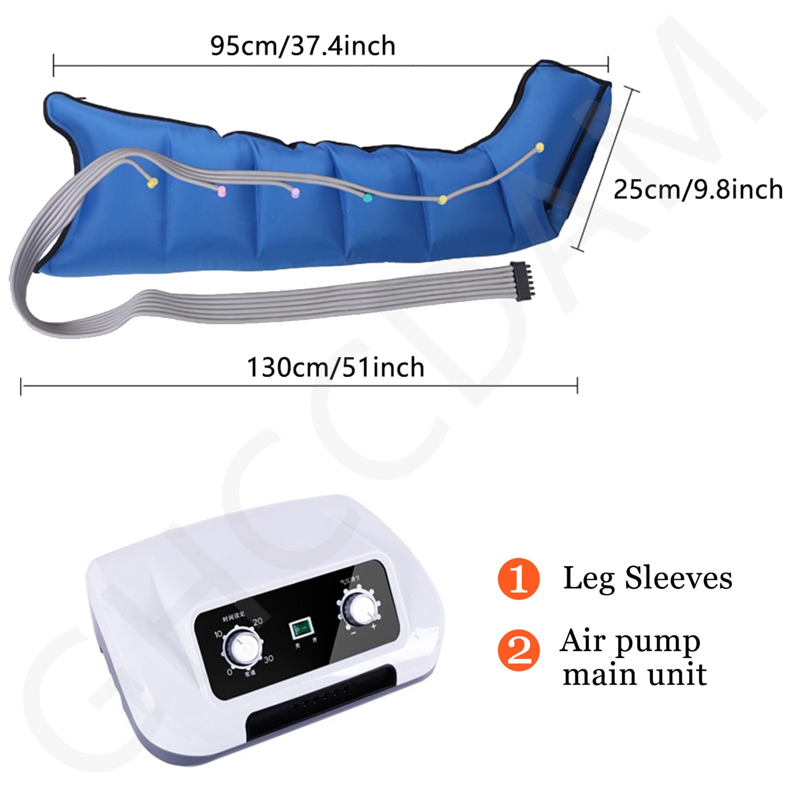 Pressoterapia Professionale per la casa, Macchina Completa per la casa, massaggiatore per Piedi e Gambe a 6 cavità, Stivali per massaggiatori per Gambe (Blu, 2 Gambe)