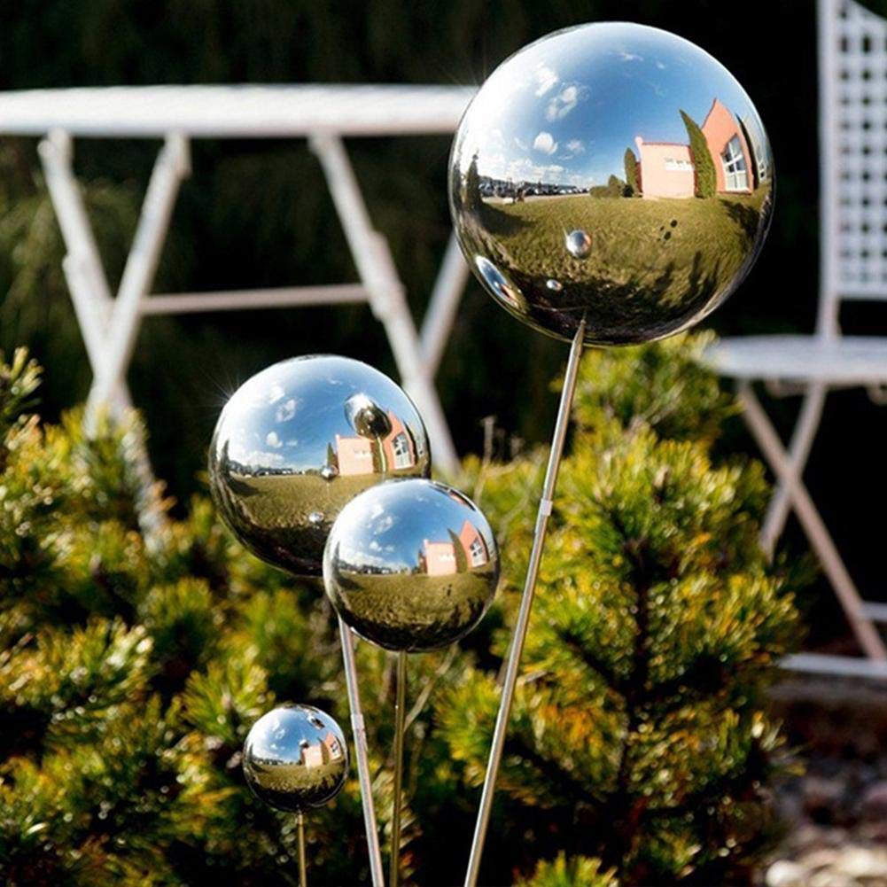 4Pcs Gazing Ball Silver Stainless Steel Polished Reflective Smooth Garden Sphere Floating Pond Balls Mix Seamless Hollow Mirror Shiny Sphere for Home Garden Ornament Decorations(19/38/76/120Mm)