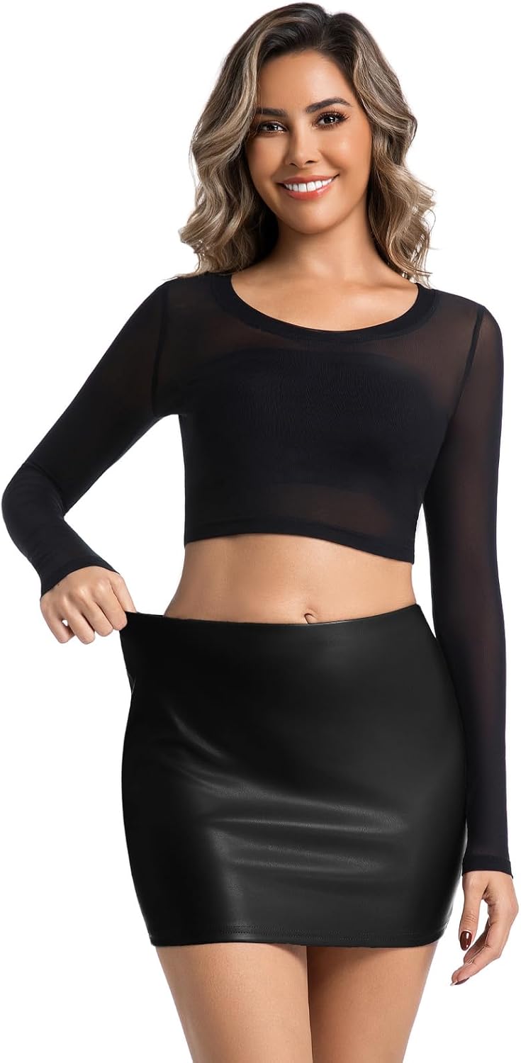 Women's White Mini Skirt Mid-Waist Stretch Fitted Bodycon Short Mini Skirts 0022 - Image 5