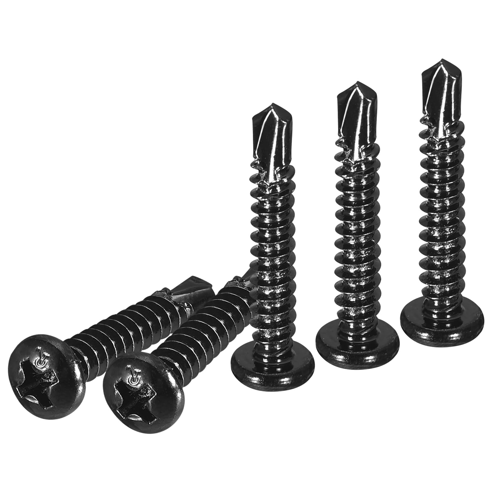 DTGN #8x1 Pan Head Self Drilling Screws - 100Pack - Black Oxide 410 Stainless Steel Phillips Drive Self Tapping Sheet Metal Screws