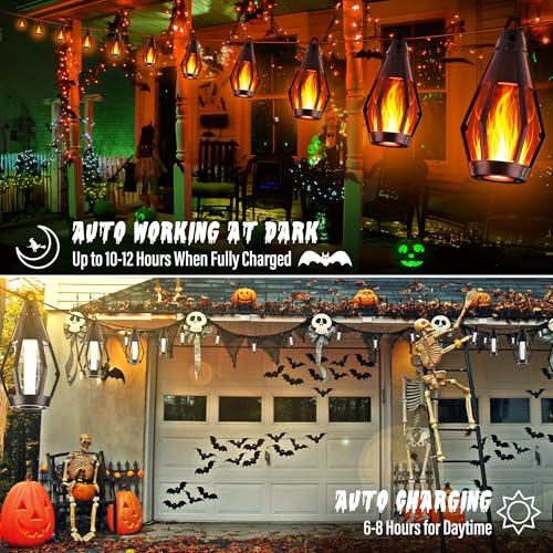 Solar String Lights Outdoor, 41FT Flame Solar Powered Patio Lights with 15 Bulbs 150 LEDs, Waterproof Outdoor String Lights for Garden Yard Patio Decor, Outside Decor for Party Camping BBQ (white) by Flacchi - Image 4
