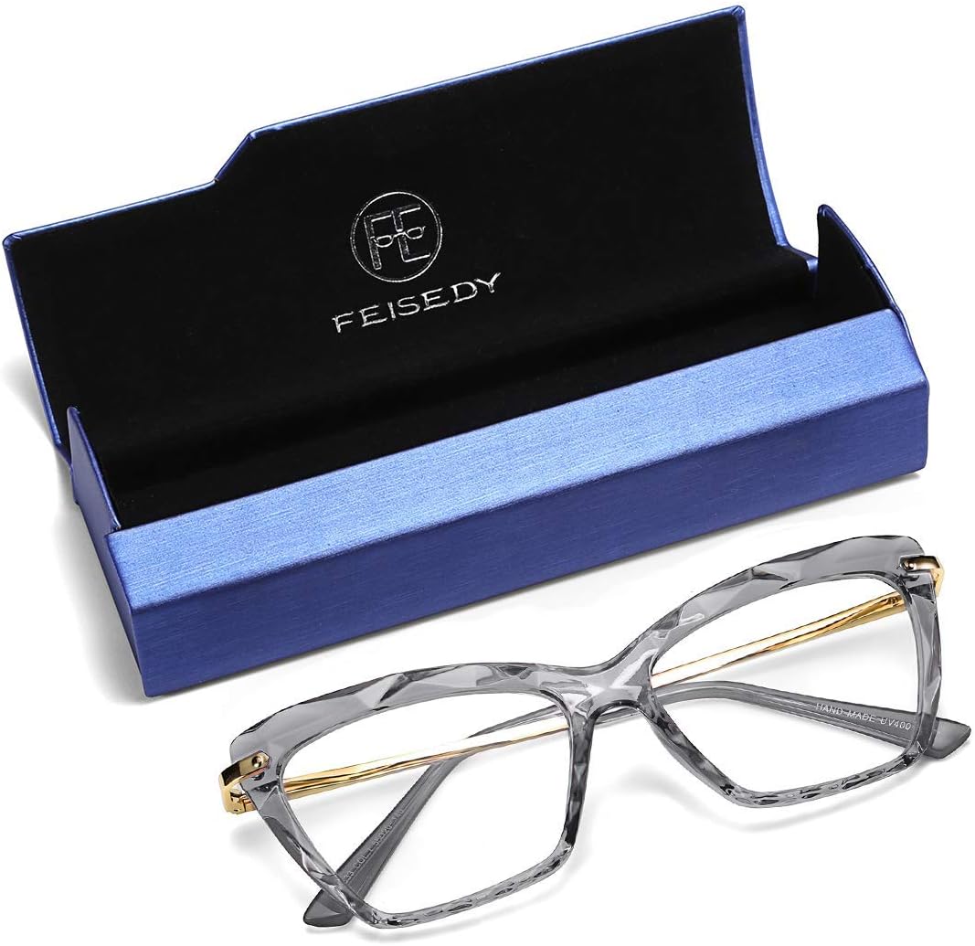 FEISEDY Cat Eye Glasses Frame Clear Lenses Lightweight Eyewear for Women B2440 Grey 55 Millimeters image 7 of 7 B07N7SNCBW