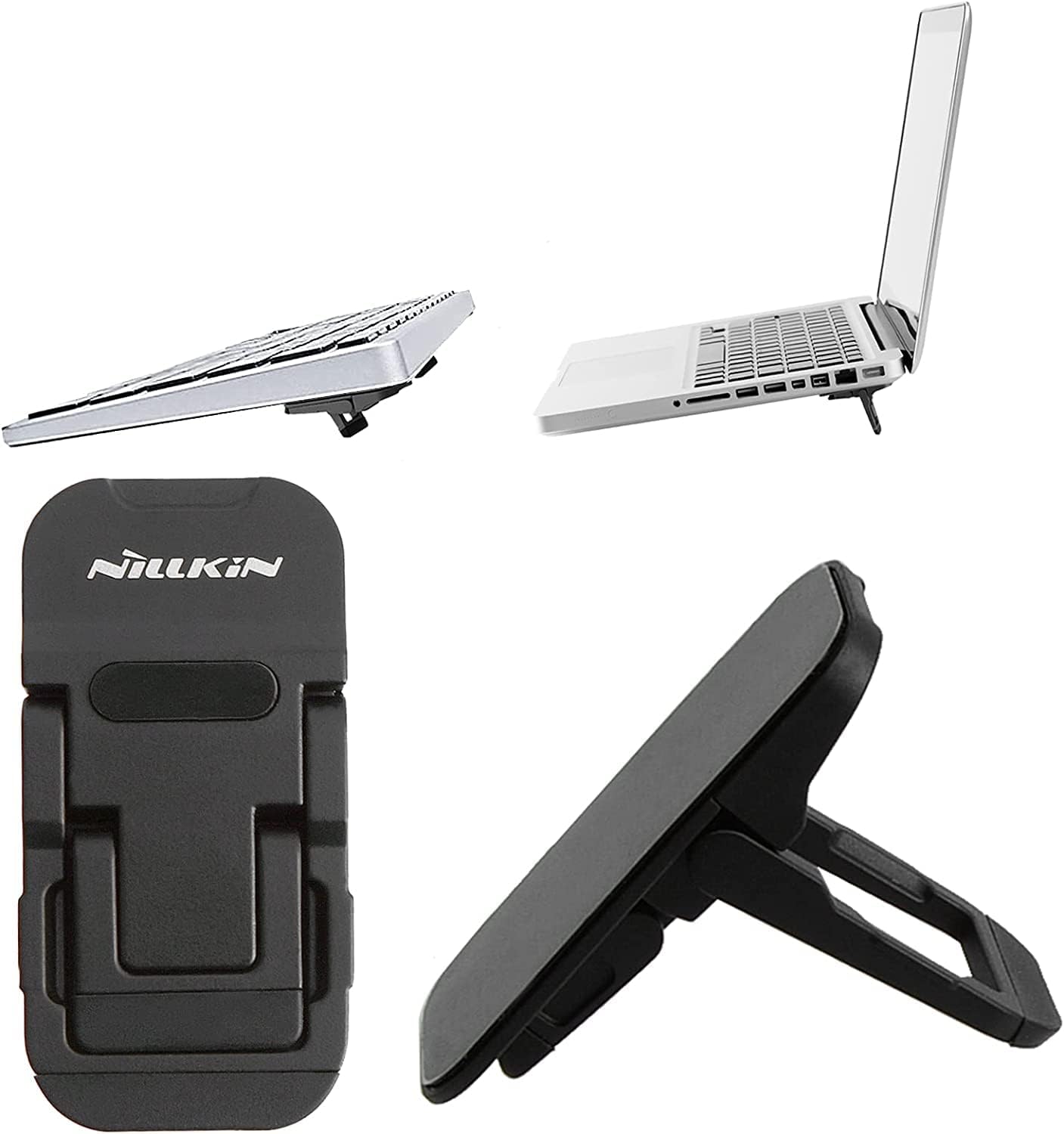 PENCKPortable Keyboard Stand for Desk, 3 Angle Adjustable Laptop Riser, 2PCS Invisible Mini Computer Stand, Foldable Desktop Stand, Zinc Alloy Build for MacBook Air/Pro, HP, 10-17" Tablet