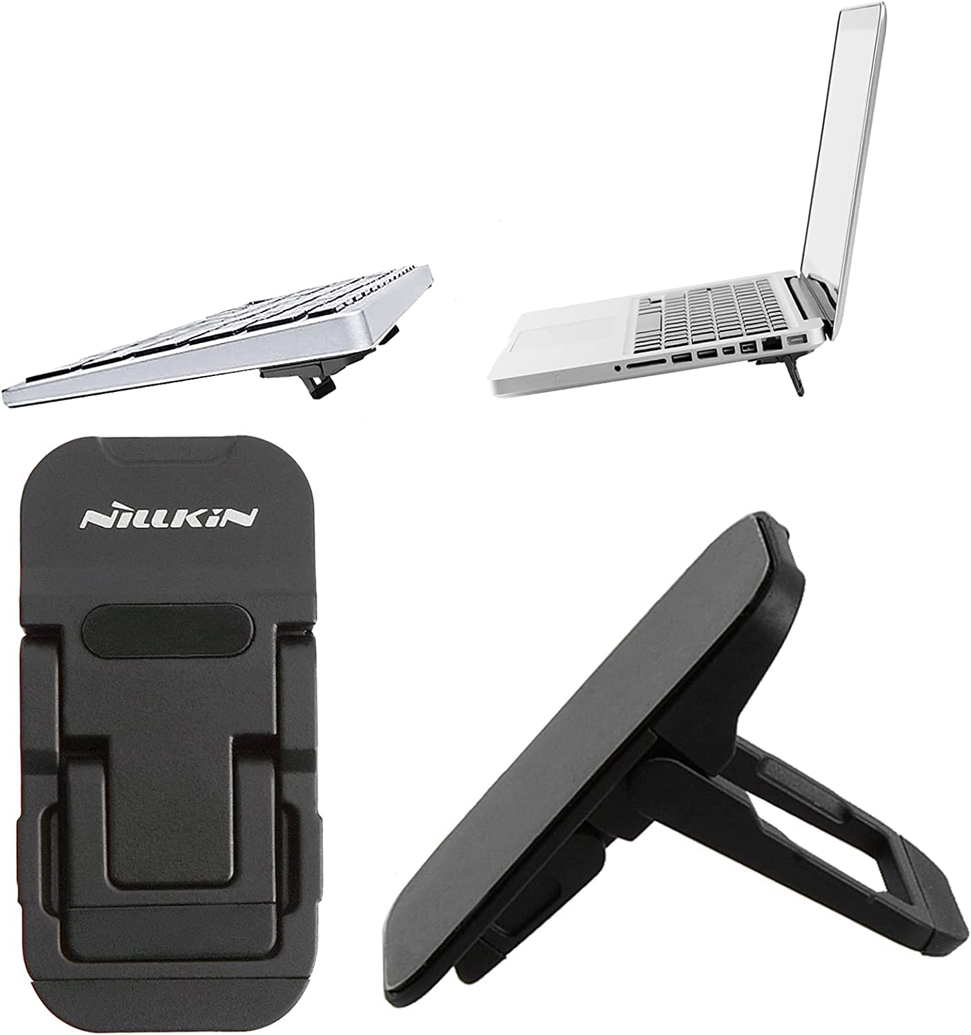 PENCKPortable Keyboard Stand for Desk, 3 Angle Adjustable Laptop Riser, 2PCS Invisible Mini Computer Stand, Foldable Desktop Stand, Zinc Alloy Build for MacBook Air/Pro, HP, 10-17" Tablet