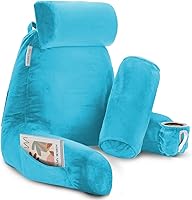 Vista 83 de Clara Clark - Almohada de lectura con espuma viscoelástica triturada, incluye 2 almohadas de soporte para el cuello y la zona lumbar, diseñada