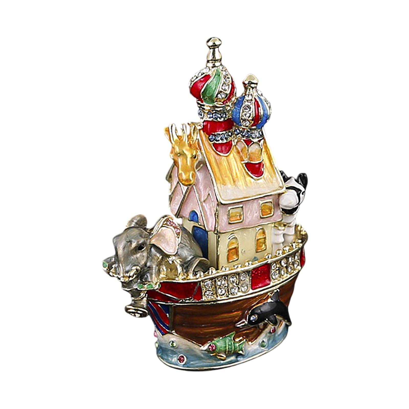 uikios Elephant Shape Storage Box with Glossy Polish and Tarnish Surfaces Elephant Jewelry Box