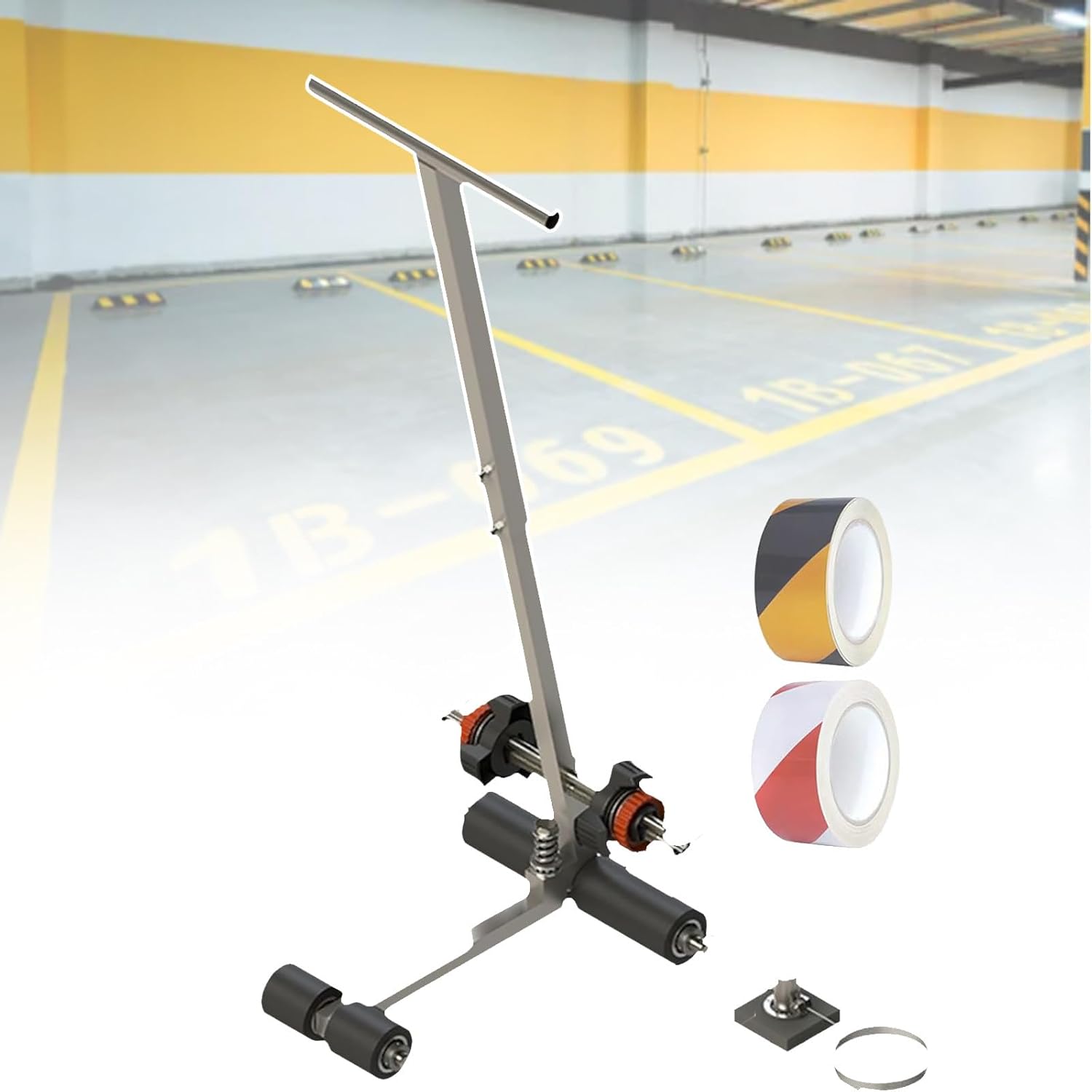 Parking Lot Paint Striping Machine, Basketball Court Stencil Drawing Kit, Floor Marking Tape Applicator,Set (Set