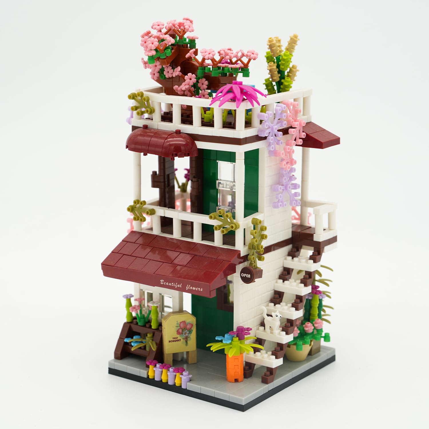 XIU Flower Store Building Block Kits,(1085pcs) Garden House Model Mini Building Block Set, MOC Flower House Block Kit for Women Girls, Creative Gifts for Adult Kids Age 8 10 12 14+