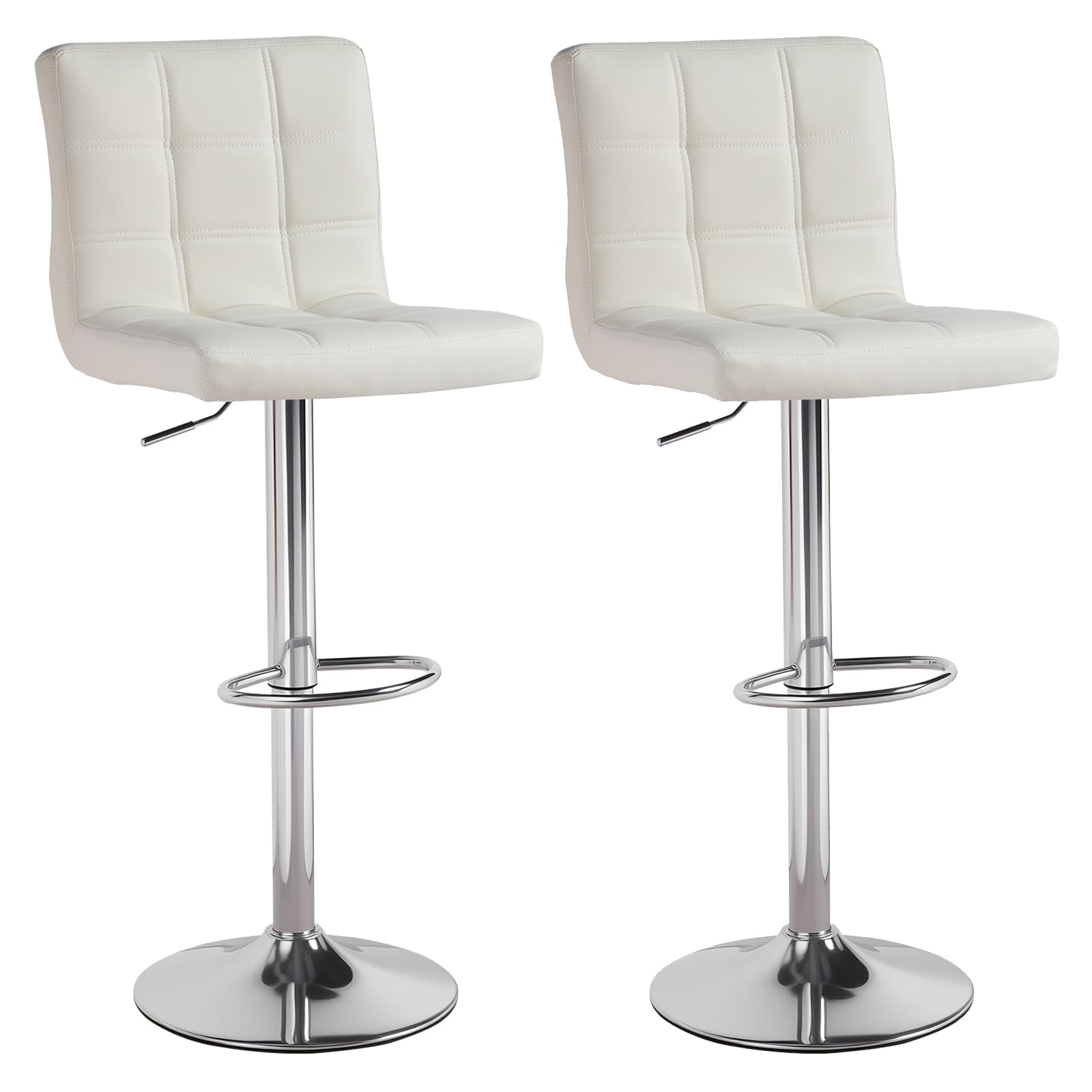 Panana Set of 2 Barstool Gas Lift Swivel Stool without Armrest for Home Bar Pub Breakfast (Beige)
