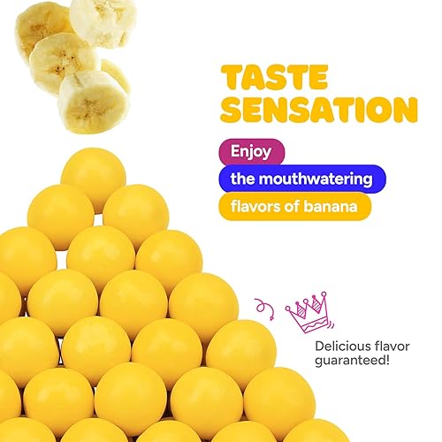 Miniatura 5 de Gumballs - Bolas de chicle grandes de 1 pulgada - Goma de mascar de plátano amarillo - Goma de mascar para niños, bolsa de 1.7 libras