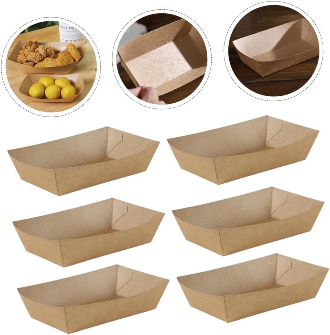 NUOBESTY 100pcs Oil-proof Paper Food Boxes for Fried Snacks French Fries Takeout Kraft Paper Containers Disposable Food Packaging Boxes for Restaurants and Catering