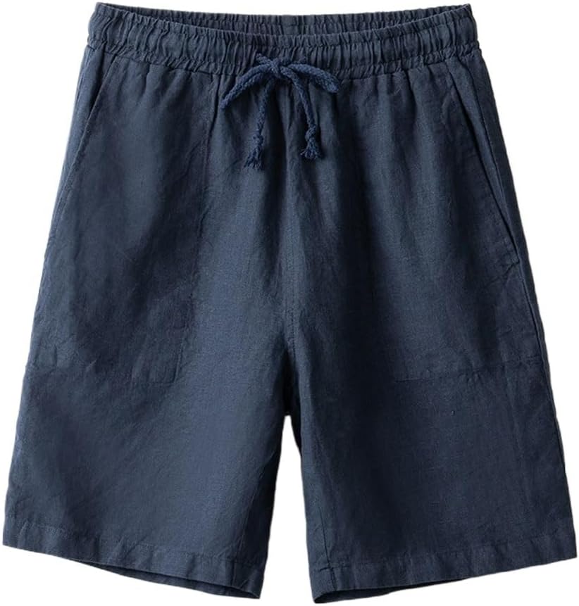 Men's Shorts, Casual Beach Straight Leg Pants, Linen Material, Thin