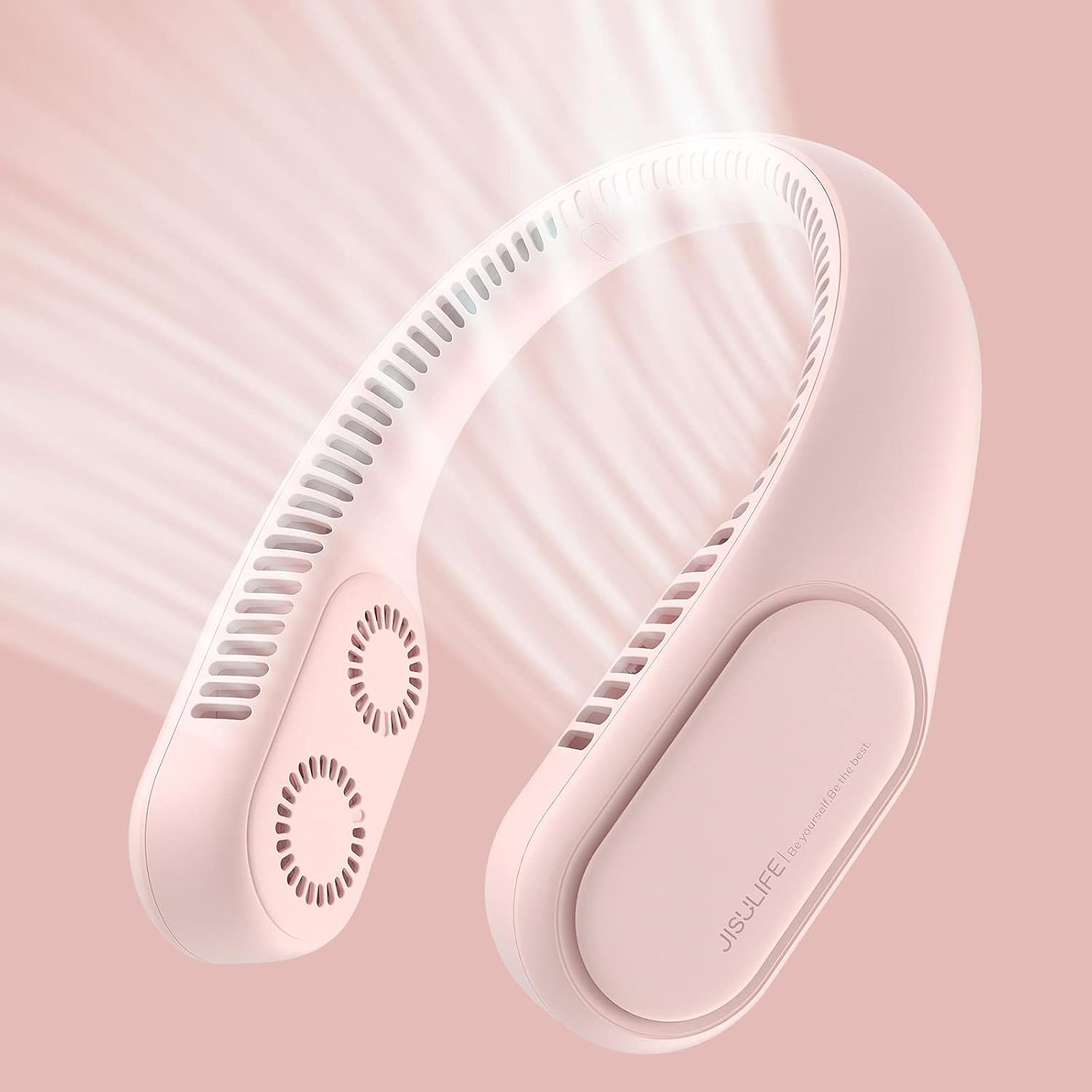 JISULIFE Portable Neck Fan, Bladeless Twin Turbine Fan, Rechargeable Battery Operated 4000mAh, Personal Powerful Fan, 3 Speeds 58 Air Outlets Small Wearable Fan, Hand Free Strong Neck Fan - Grey : Home & Kitchen