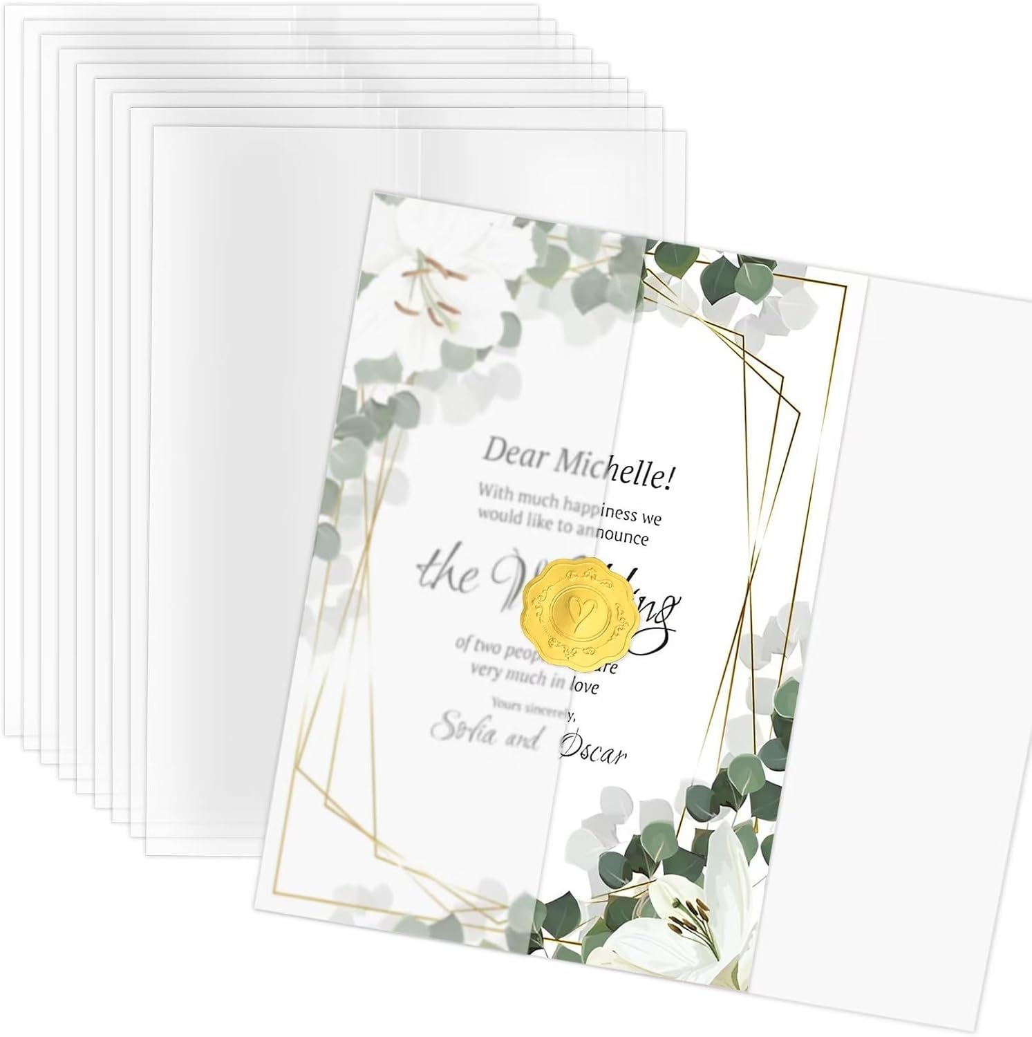 Jutieuo 100 Pack PreFolded Vellum Jackets for 5x7