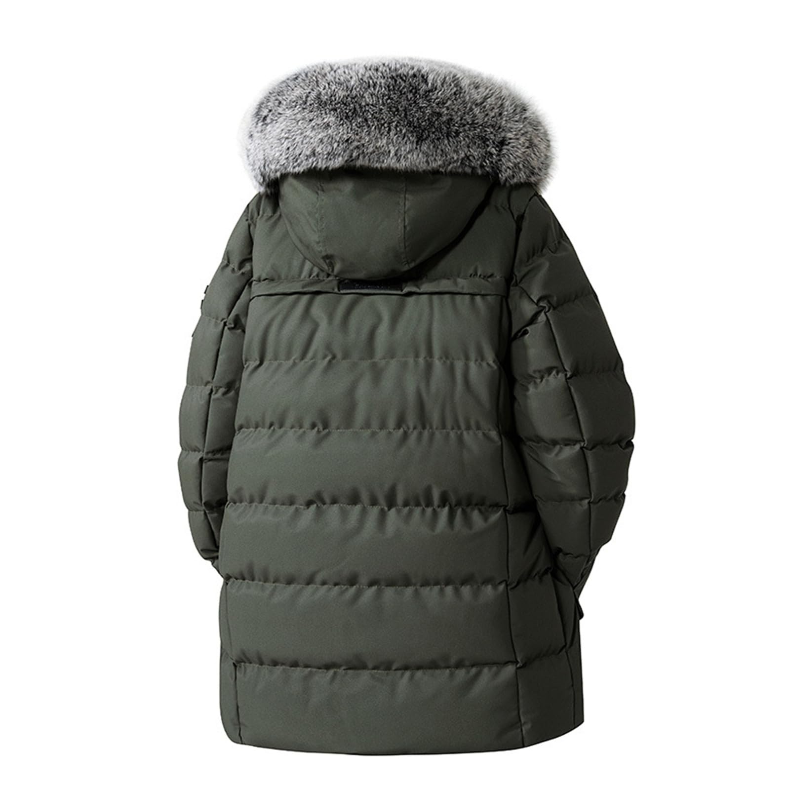 Generisch Chaqueta de plumón para hombre, chaqueta con capucha de invierno, cuello de felpa, chaqueta acolchada con capucha extraíble, chaqueta de plumón, chaqueta de invierno de peso pesado, chaqueta