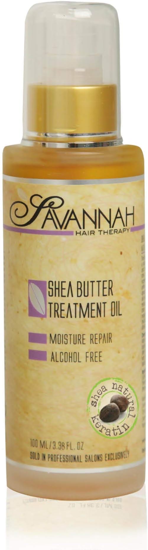Savannah Hair Therapy Hair Oil with Shea Butter & Keratin- Restore, Revive, Nourish for Dry, Damaged & Color Treated Hair, 3.38 Fl Oz/100 ml