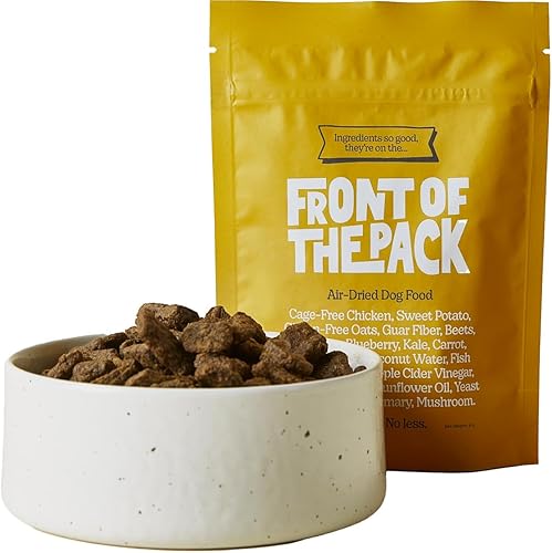 FRONT OF THE PACK Paquete de degustación de alimentos para perros secados al aire  Ingredientes limitados Alimentos para mascotas totalmente