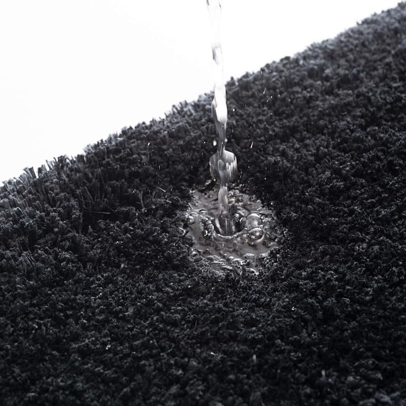 Image of FIASCO Shaggy Carpet Bedside Runner | 2 Inch Pile Height Back in Canvas for Bedroom, Kids Room, Guest Room | Area Rug Microfiber Soft Plush Fluffy Shaggy Carpet | 1.5x4 Feet Black