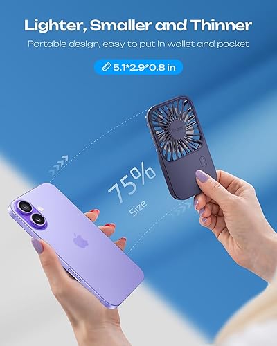 Miniatura 4 de Otlonpe Mini ventilador portátil recargable, pequeños ventiladores portátiles de mano con batería personal para viajes de escritorio de mano,