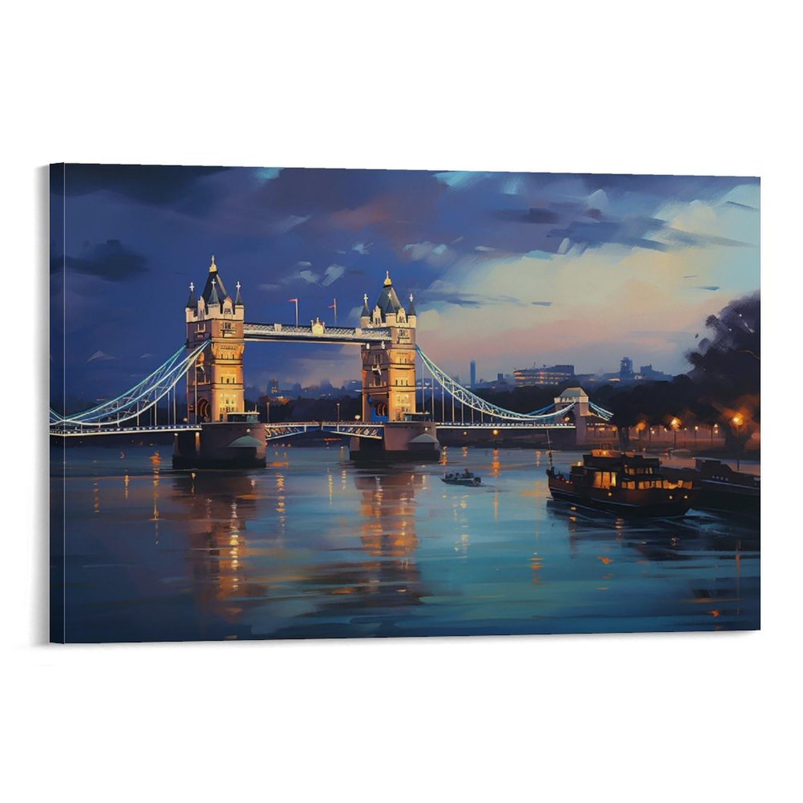 Ayaros Frame-Bright Tower Bridge Bright Tower Bridge Wall Art Canvas Poster Classic Beautiful Romantic City Wall Decor Poster Dormitory Decor Painting Art Framed 24X36 Inch
