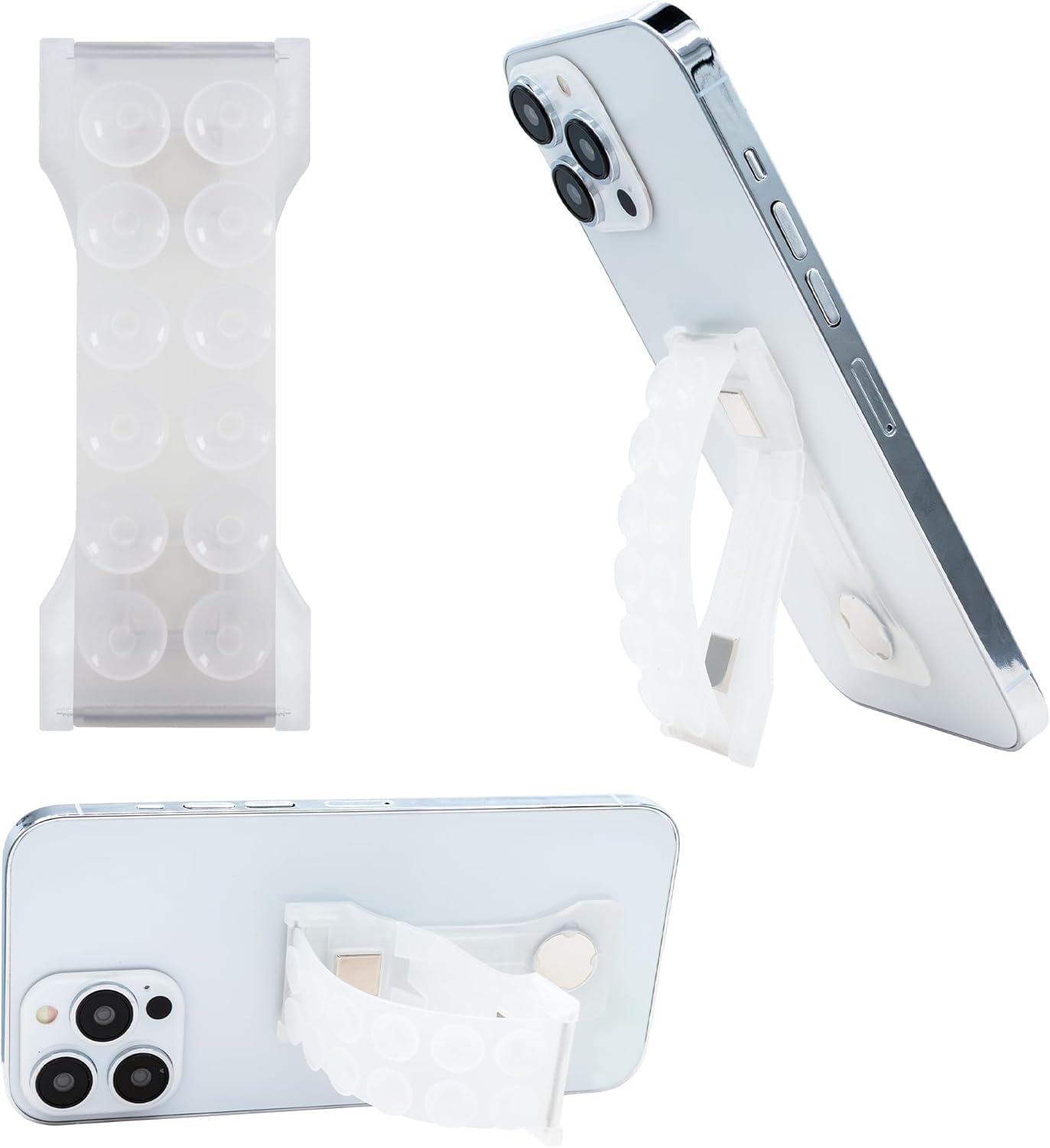 LOVEHANDLE PRO Premium Phone Grip - Suction Strap - Strong Grip Holder - Hands Free - Magnetic Phone Mount and Kickstand for Smartphone and Tablet – Clear Suction