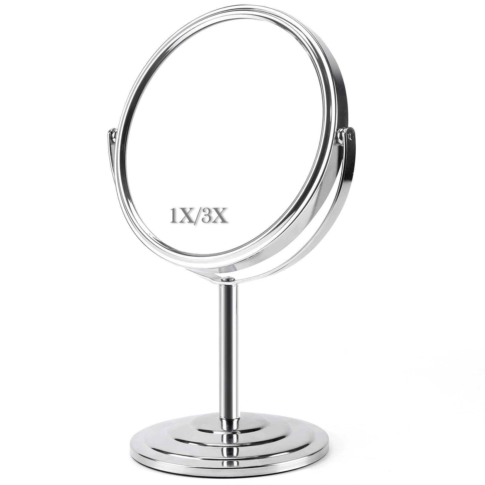 Schliersee Magnifying Vanity Makeup Mirror 7 Inch, 360°Rotation Double Sided Magnification for1X, 3X, Desk Table Mirror