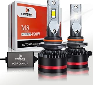 CONPEX 9005 LED Headlight Bulbs Conversion Kit 12,000 LM Extremely Brigh 6000K Xenon White 2 Years Warranty for High Beam Low Beam(360° Light)