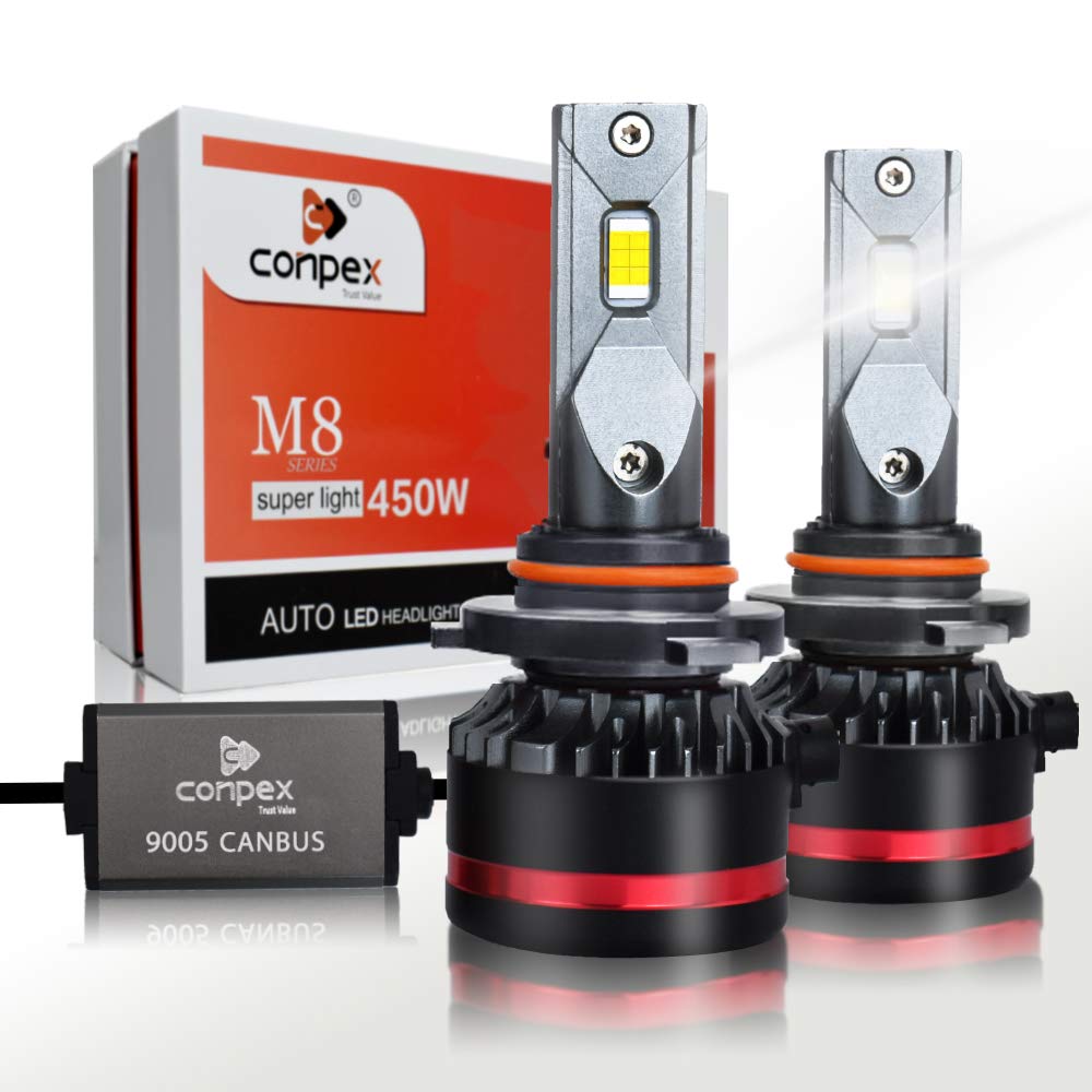 CONPEX 9005 LED Headlight Bulbs Conversion Kit 12,000 LM Extremely Brigh 6000K Xenon White 2 Years Warranty for High Beam Low Beam(360° Light)