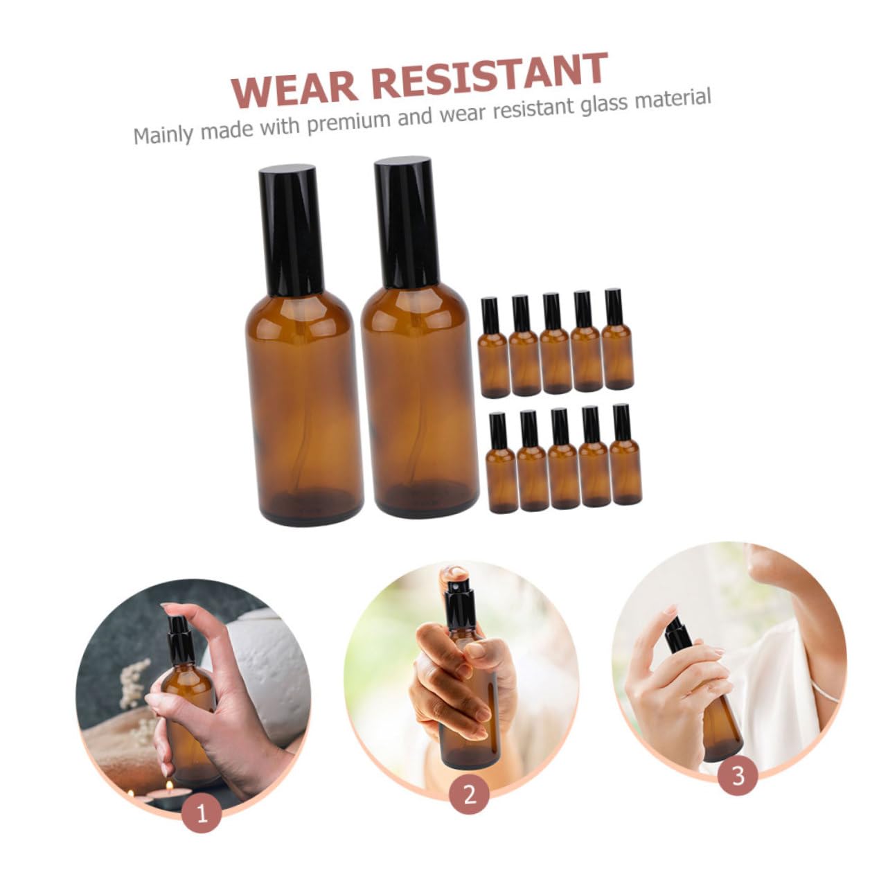 minkissy 12 Bottiglie Spray in Vetro 30ml Riutilizzabili per Oli Essenziali Travel e Business Trip, Flaconi Spray Vuoti Multiuso Facili da Trasportare