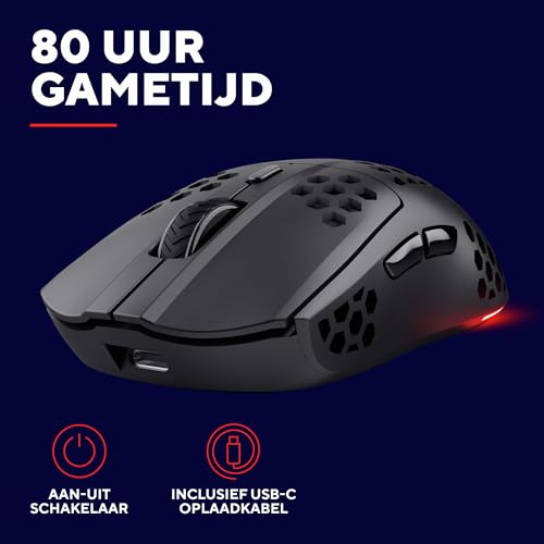 Trust Gaming GXT 929 Helox Ultralichte Draadloze Gaming Muis 75g, Batterijduur 80h, 2.4 GHz Micro-USB, Aanpasbare DPI 800-4800, LED Oplaadbare Gaming Mouse voor PC Computer Laptop - Zwart - Afbeelding 6