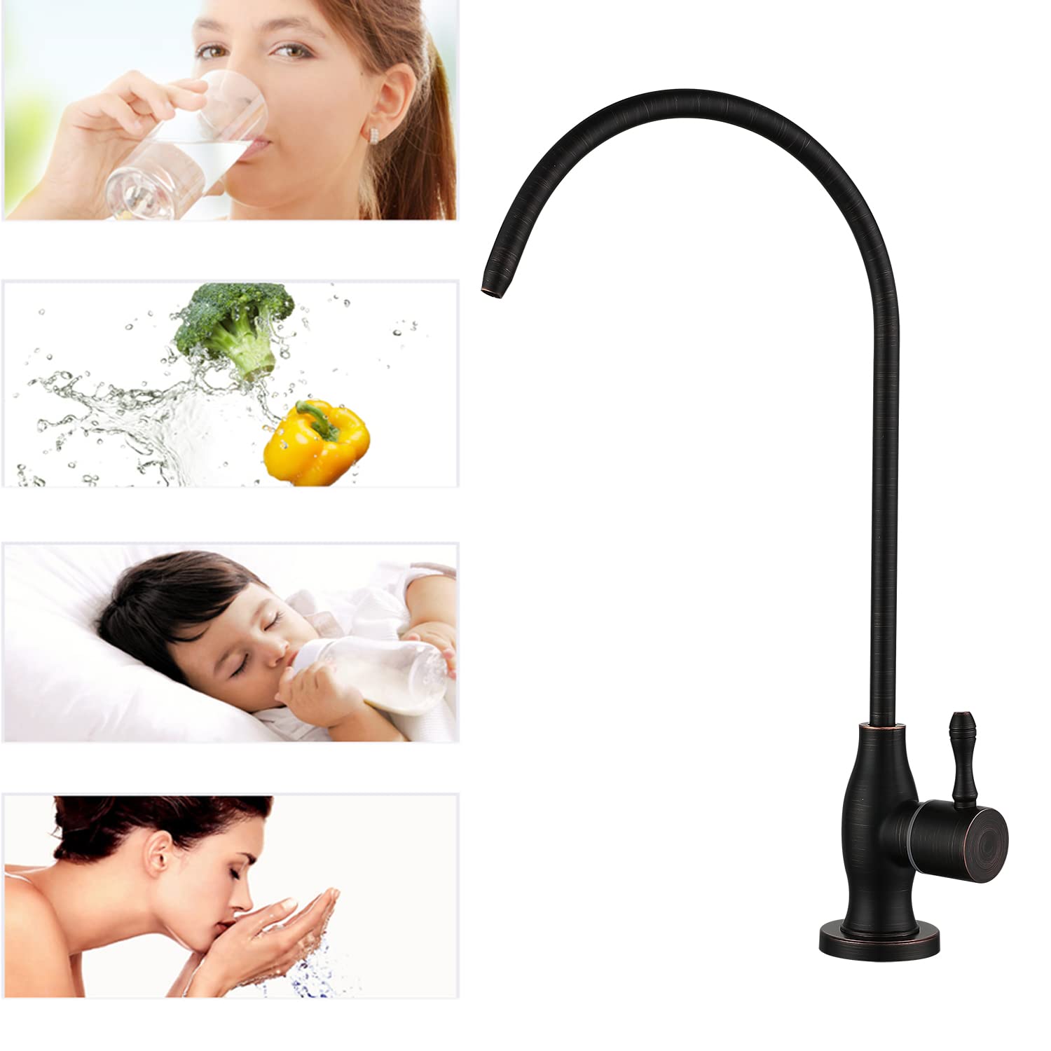 Grifo purificador de agua potable, grifo comercial de filtración de agua para sistema de filtro de agua debajo del fregadero, grifo de agua potable, dispensador de agua potable, bronce aceitado
