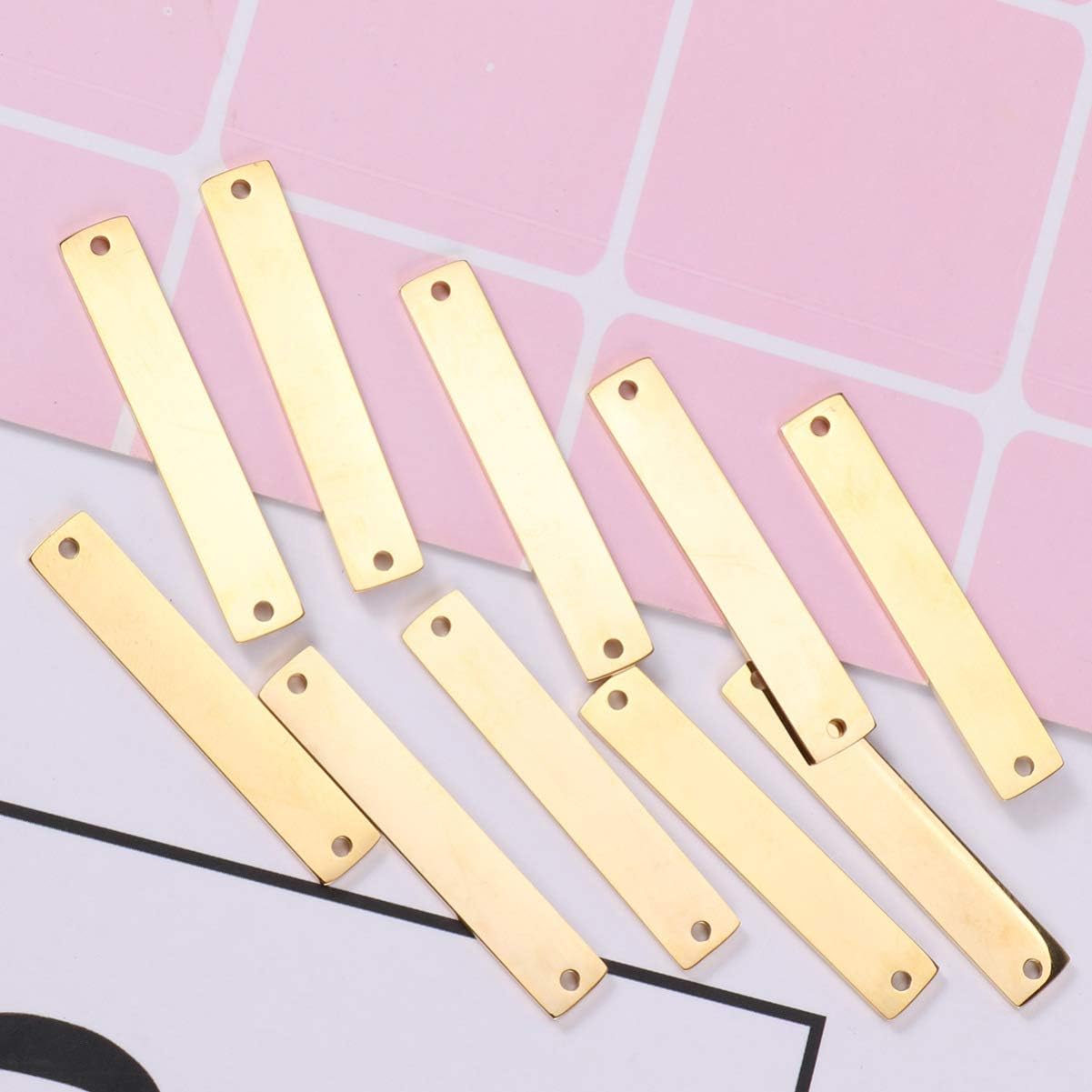 EXCEART 10pcs Double Hole Connector Pieces Mirror Hanging Pendant Accessories for DIY Jewelry Making Necklace Bracelet Earrings Key Chain Bag Charm Craft Supplies